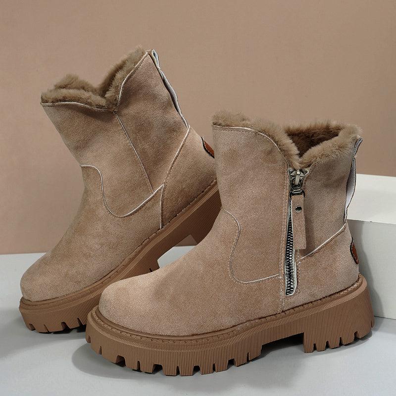 Snow or Winter Boots Thick Plush Women, Faux Suede Non-slip