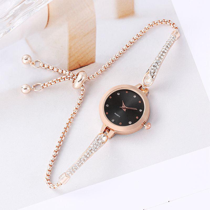 Women Quartz Watch Diamond Inlaid Bracelet Sleek Sophisticated Watch-Women Watches-Yes Yar FZE LLC-Black-Yes Yar FZE LLC