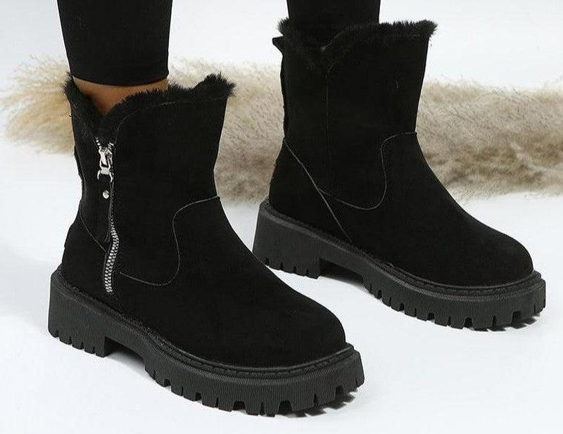 Snow or Winter Boots Thick Plush Women, Faux Suede Non-slip