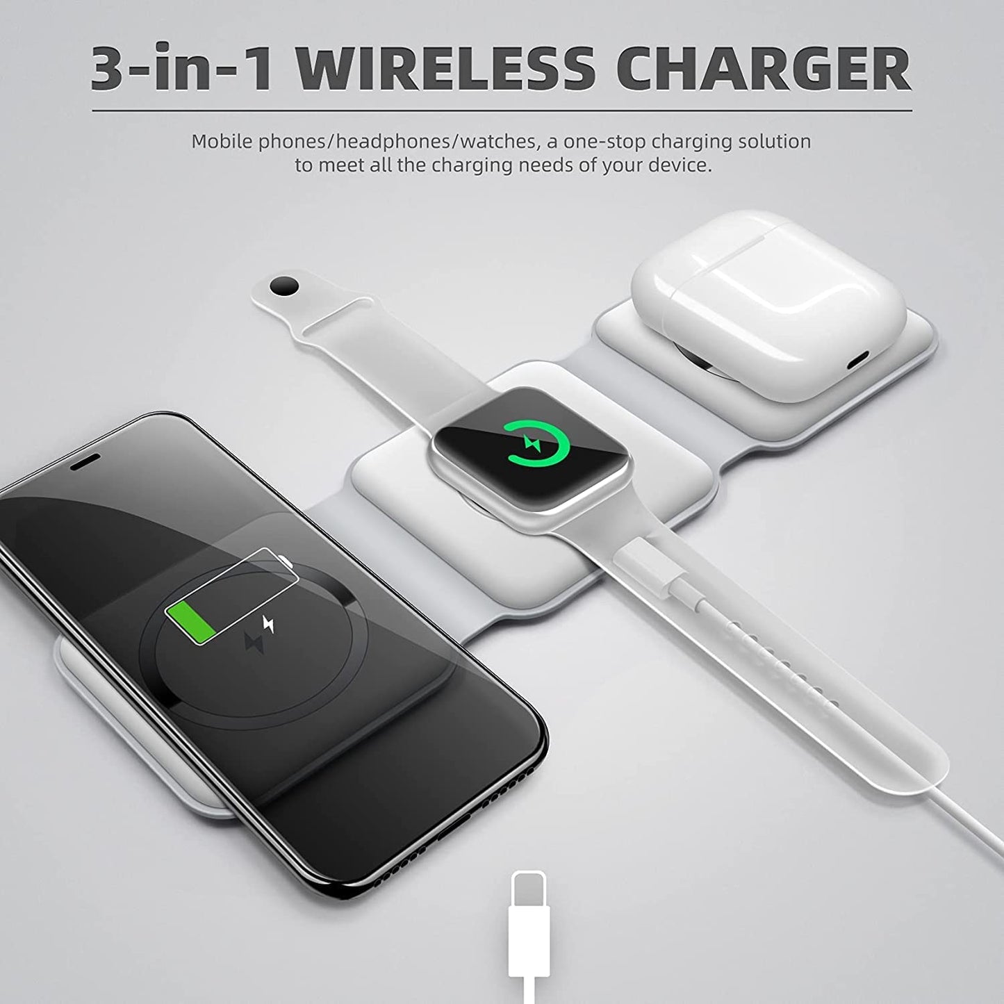 Charger 3-in-1 Wireless Pad for Mobile charging, E-watch Charging, Airpod Charging