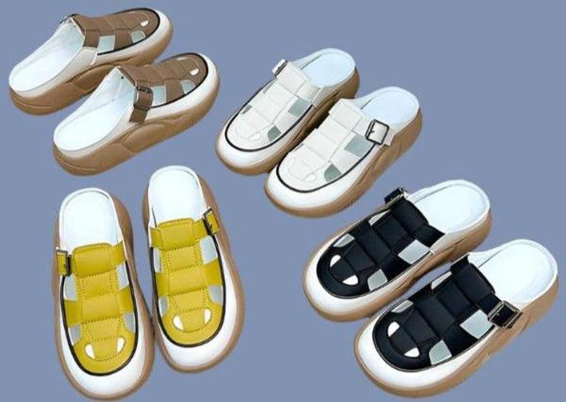 Slide Sandals Slipper Thick Sole Closed Toes Buckle Casual Beach Garden Shoes