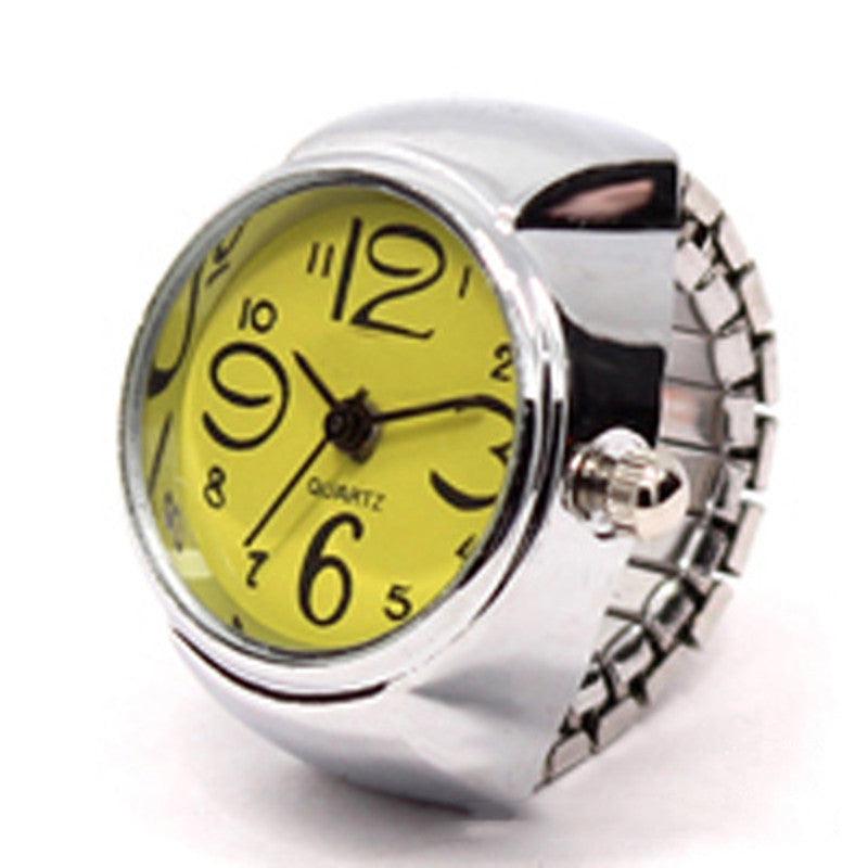 Figure Ring Watch Alloy Silver for Men & Women Multi Colors in Style-Artificial Jewelry-Yes Yar FZE LLC-Yellow-Yes Yar FZE LLC