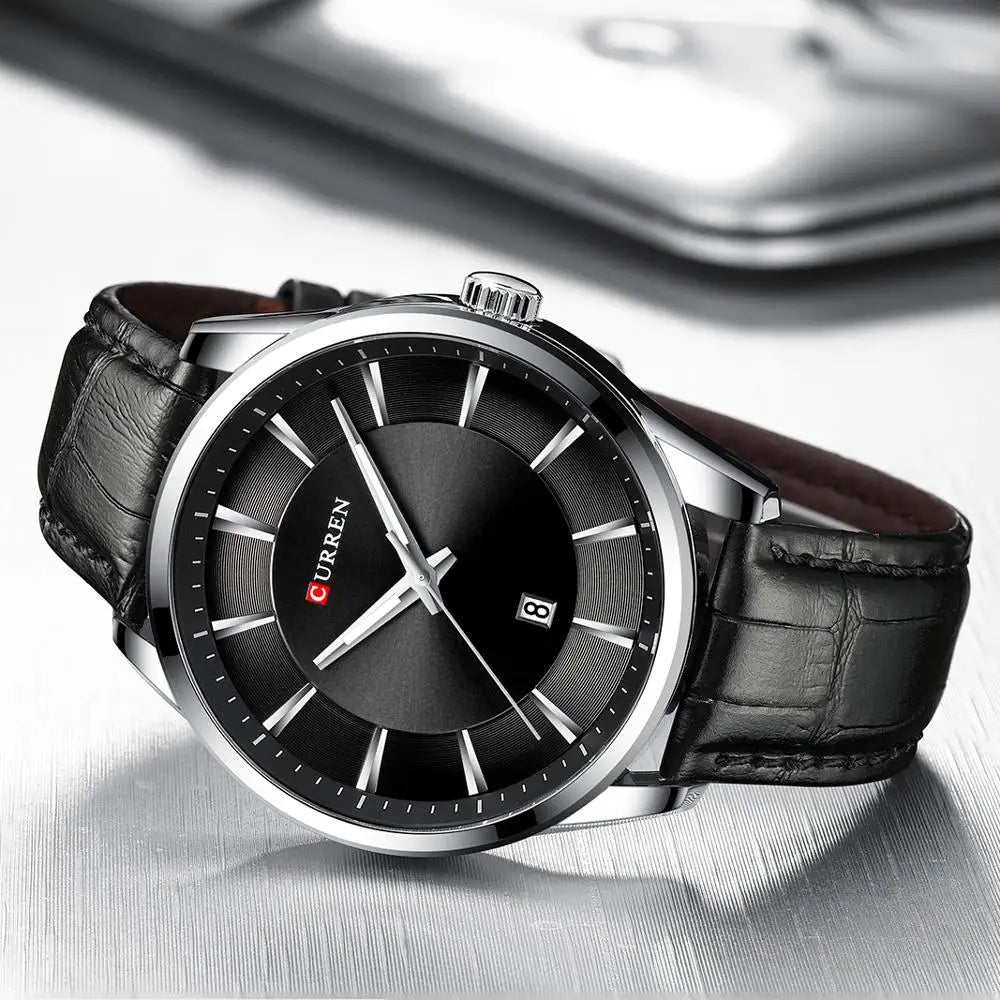 Men Quartz Watch CURREN Men Leather Strap Male Wristwatches Reloj Hombres