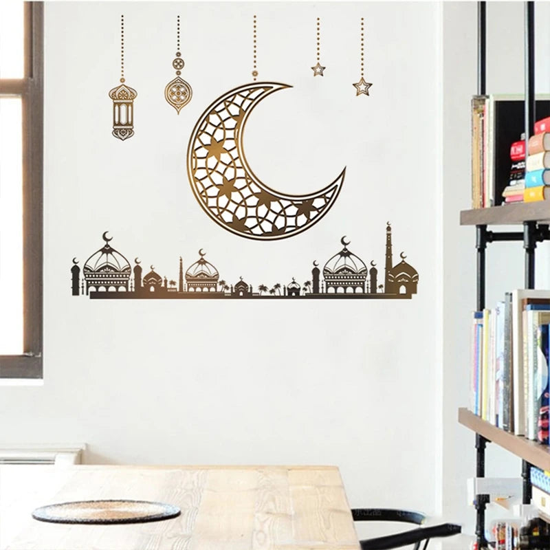 Eid Window Stickers Ramadan Decoration 2024 Eid Mubarak Decor for Home Ramadan Kareem Islam Muslim Party Supplies Eid Al-fitr