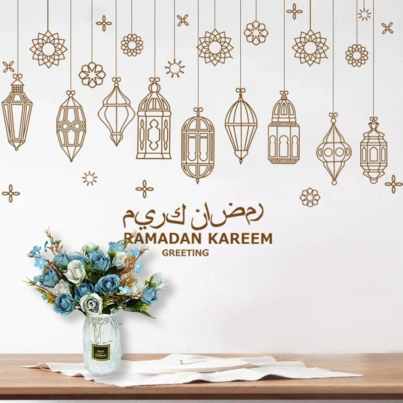 Eid Window Stickers Ramadan Decoration Eid Mubarak Decor for Home Ramadan Kareem Party Supplies Eid Al-fitr