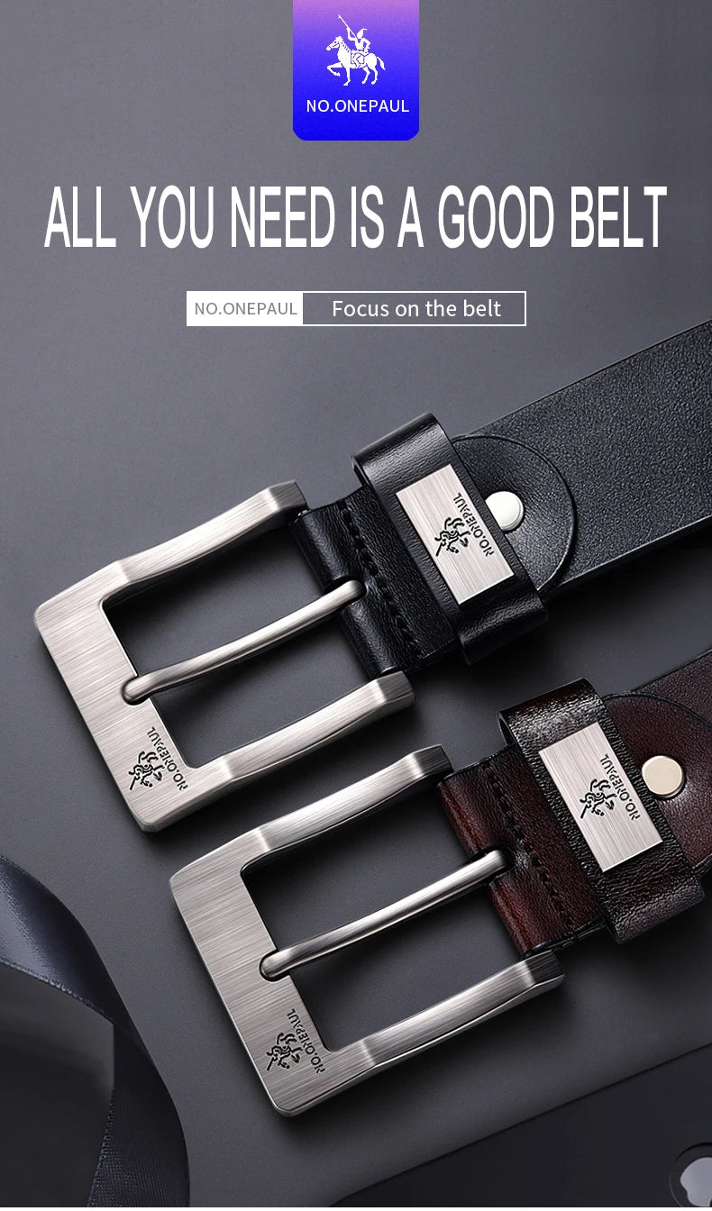 Men's Belt Genuine Leather Buckle Casual Belts Business Cowboy Waistband
