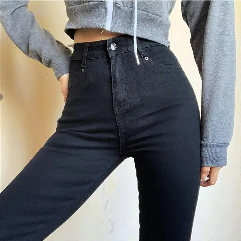 Women Jean Pant High Elastic Classic Vintage Buttocks Jeans for Women Female Washed Stretch Pencil Pants clothes