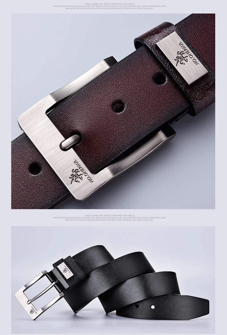 Men's Belt Genuine Leather Buckle Casual Belts Business Cowboy Waistband