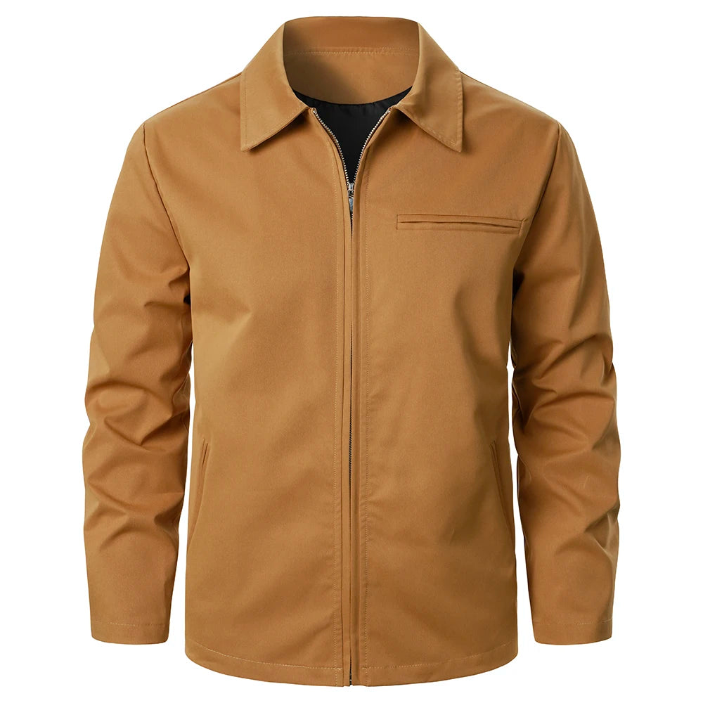 Men's Jacket Solid Color With Zipper Windproof Fashion Men's Coat Outdoor Sports Street Casual Style Men's Top Jacket Men's Coat
