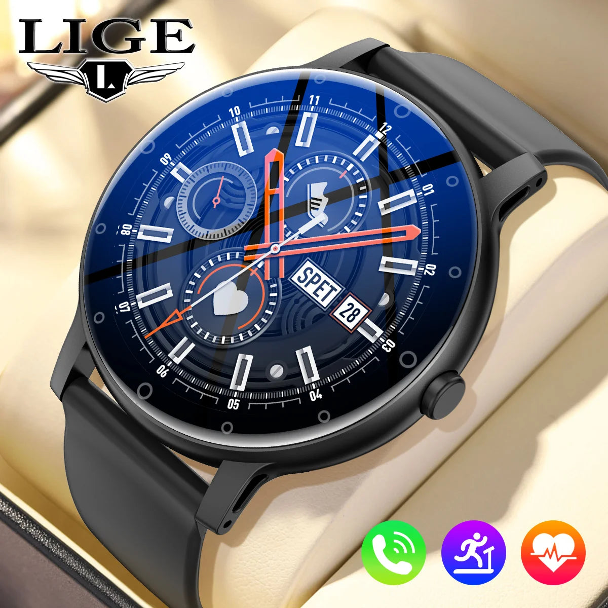 LIGE Smart Watch Men Outdoor Bluetooth Call Sports Fitness Watches Health Monitor Waterproof For Android IOS Smartwatch Women