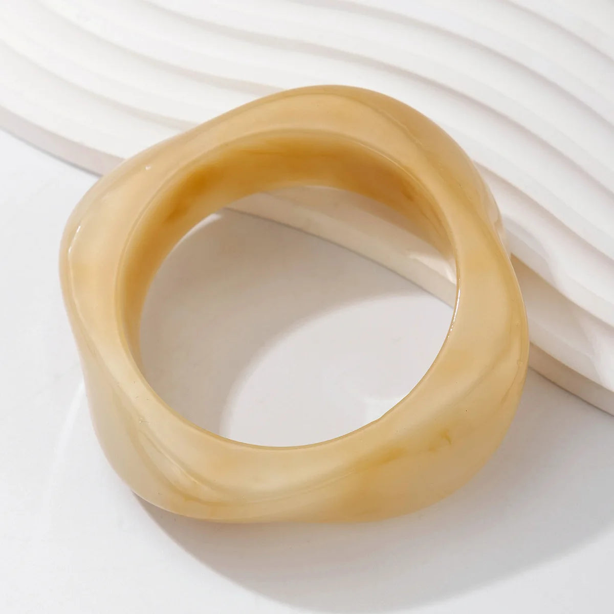KMVEXO Vintage Punk Brown Coffee Thick Resin Acrylic Bangles Geometric Irregular Wide Cuff Bangle Bracelet
