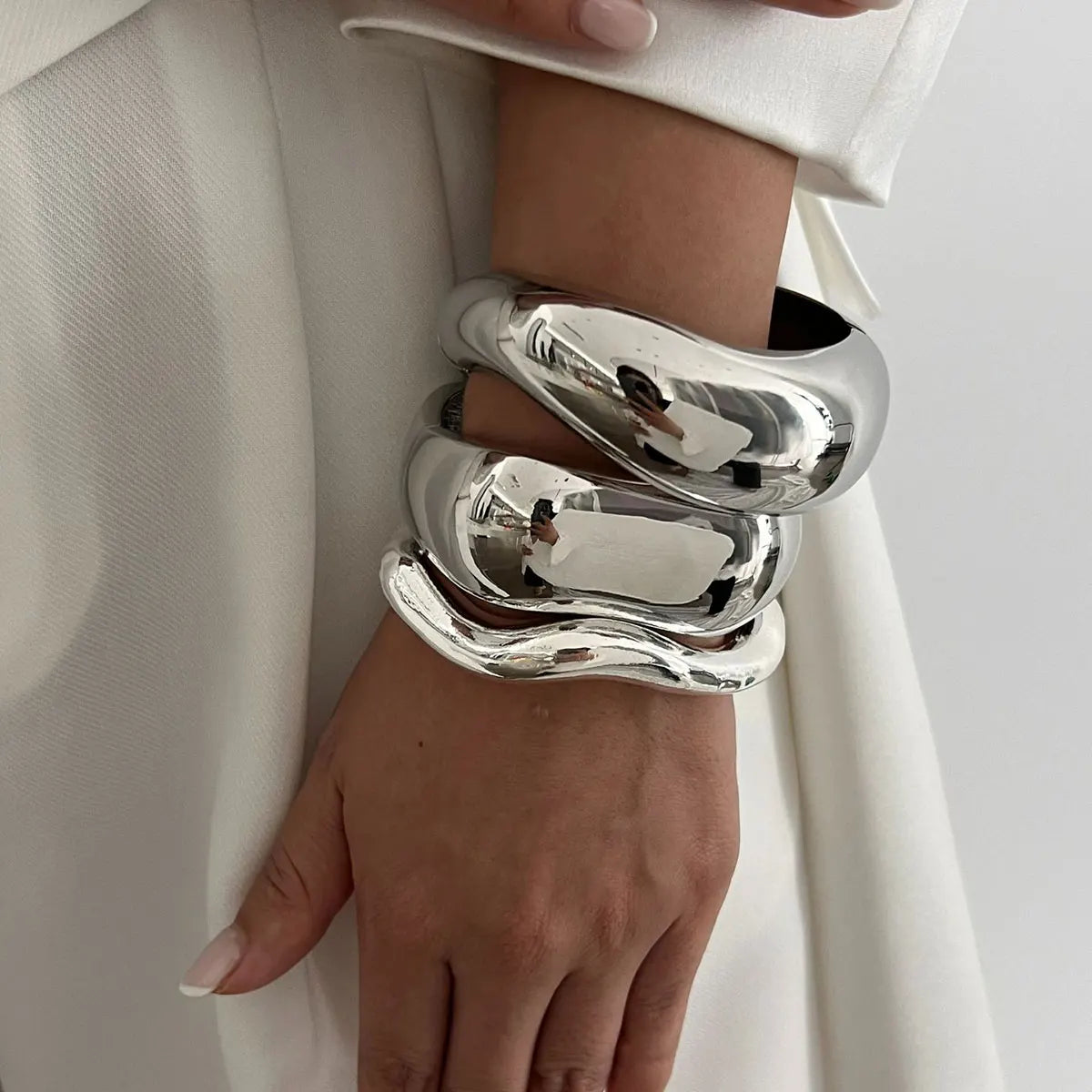 Cuff Bangles KMVEXO Punk Vintage Irregular Chunky for Women Bracelets Bangles