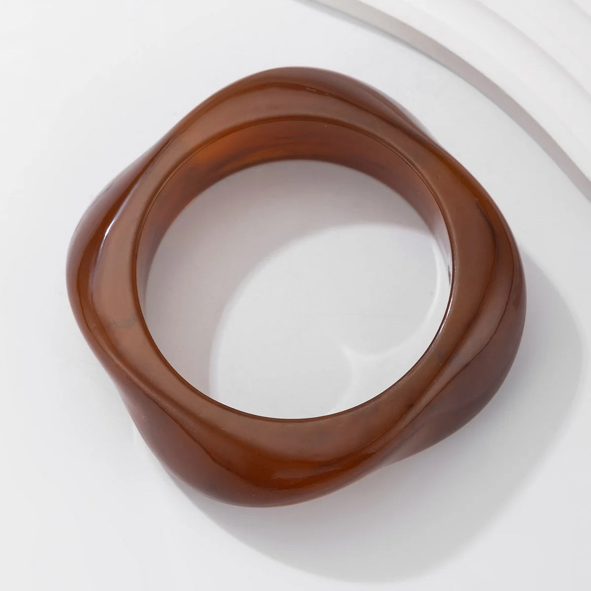 KMVEXO Vintage Punk Brown Coffee Thick Resin Acrylic Bangles Geometric Irregular Wide Cuff Bangle Bracelet