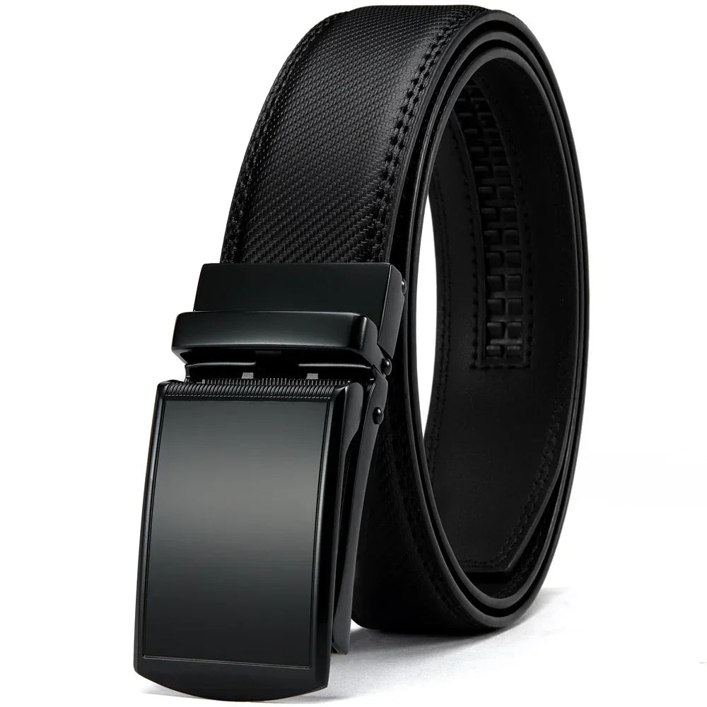 Men Genuine Leather Belt Metal Automatic Buckle Adjustment Adjustable Leather Belt