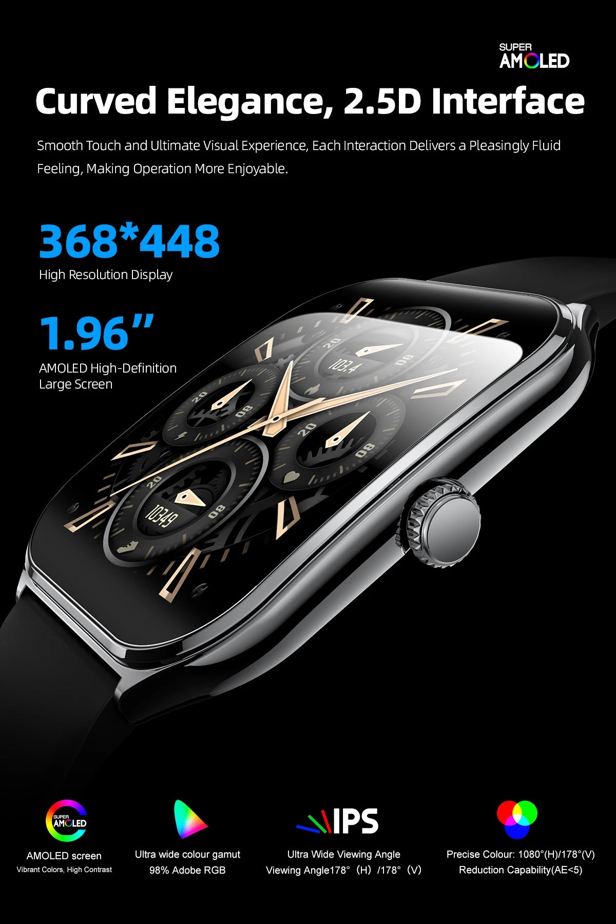 Ladies Smart Watch Ultra Thin men 1.96" AMOLED 360*360 HD Pixel Display Call Reminder