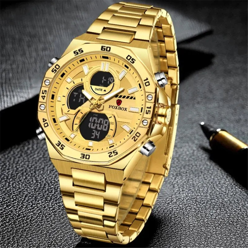 LIGE New Fashion Dual Display Watch For Men Casual Sports Military Chronograph Wristwatch Top Brand Luxury Waterproof Watches