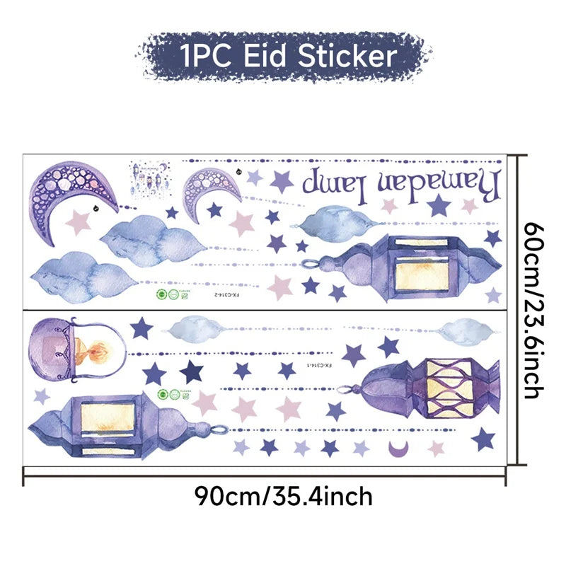 Eid Window Stickers Ramadan Decoration 2024 Eid Mubarak Decor for Home Ramadan Kareem Islam Muslim Party Supplies Eid Al-fitr