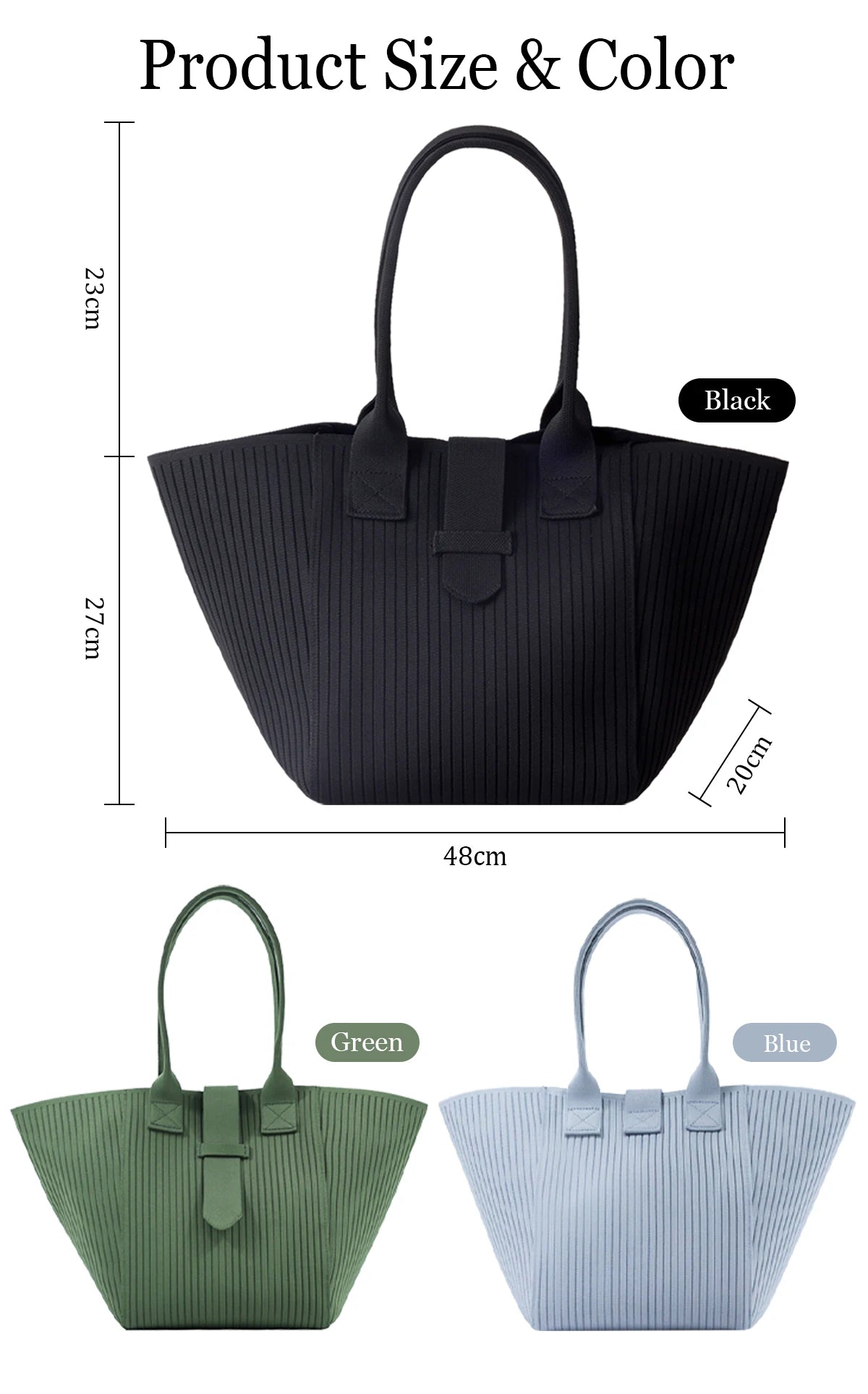 Women Tote Bag Black Personalized Female College Student Handbag Large Capacity Green White-collar Commuting Gray shoulder Bag