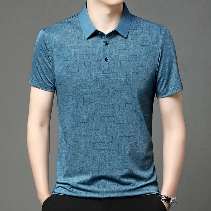 Men's Short Sleeved Shirt Business Casual Solid Color Polo Shirt Fashionable Breathable Comfortable T Shirt