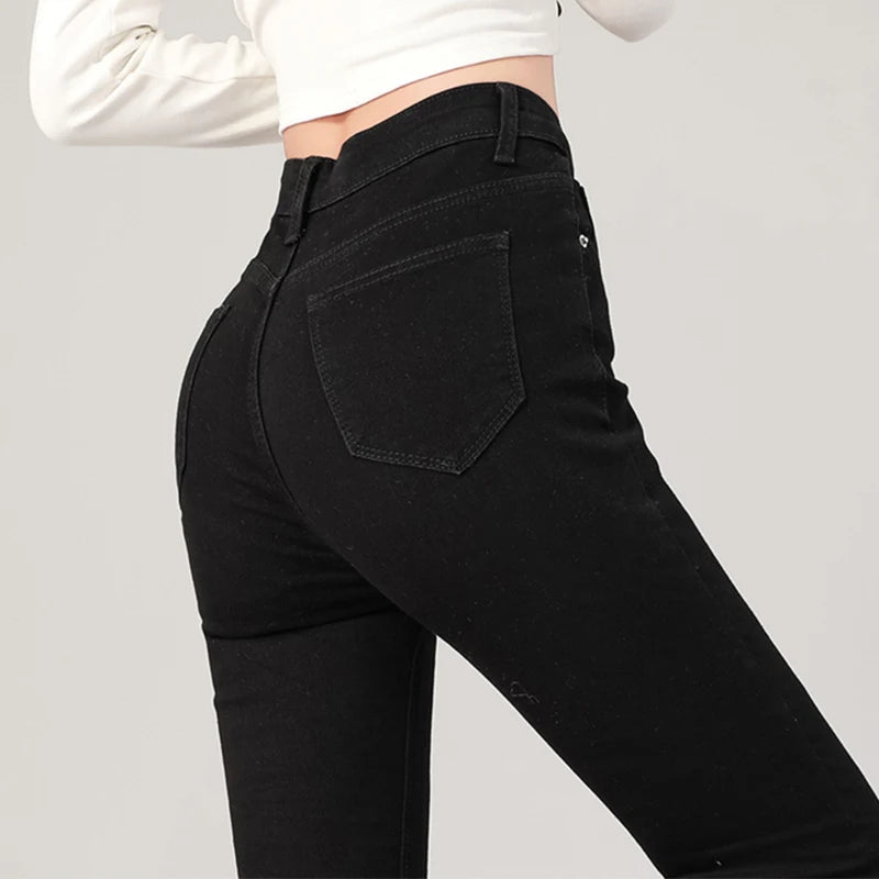 Women's Jean Pant Slim Skinny Comfortable Stretch Casual Pencil Pants Female Black Trousers