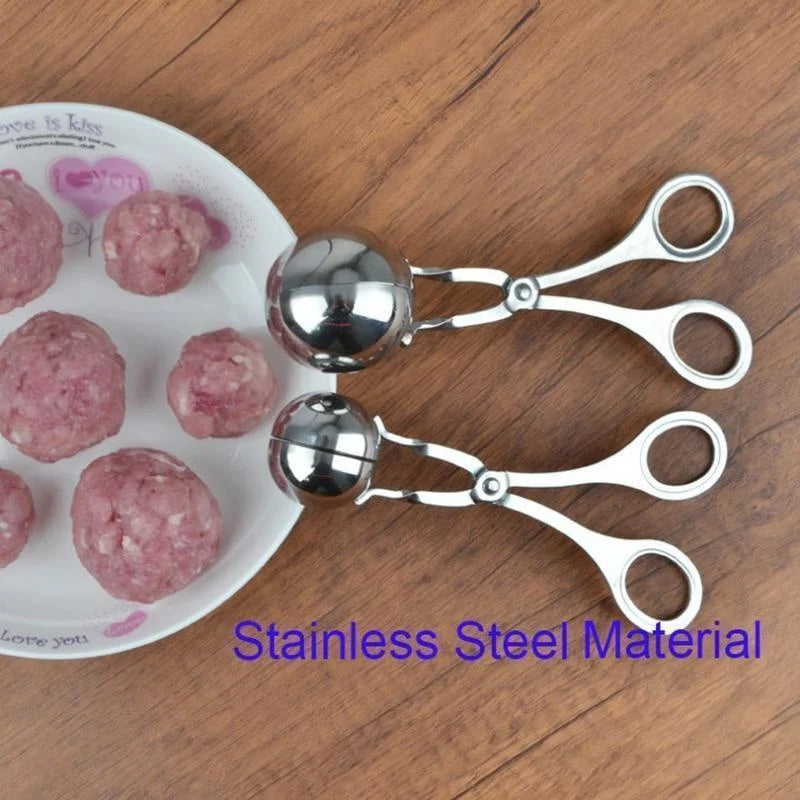 Meat Ball Maker tool, Scissor type Tool Stainless Steel Clip make Round Meat Ball, Rice Ball, Non Stick Kitchen Gadget