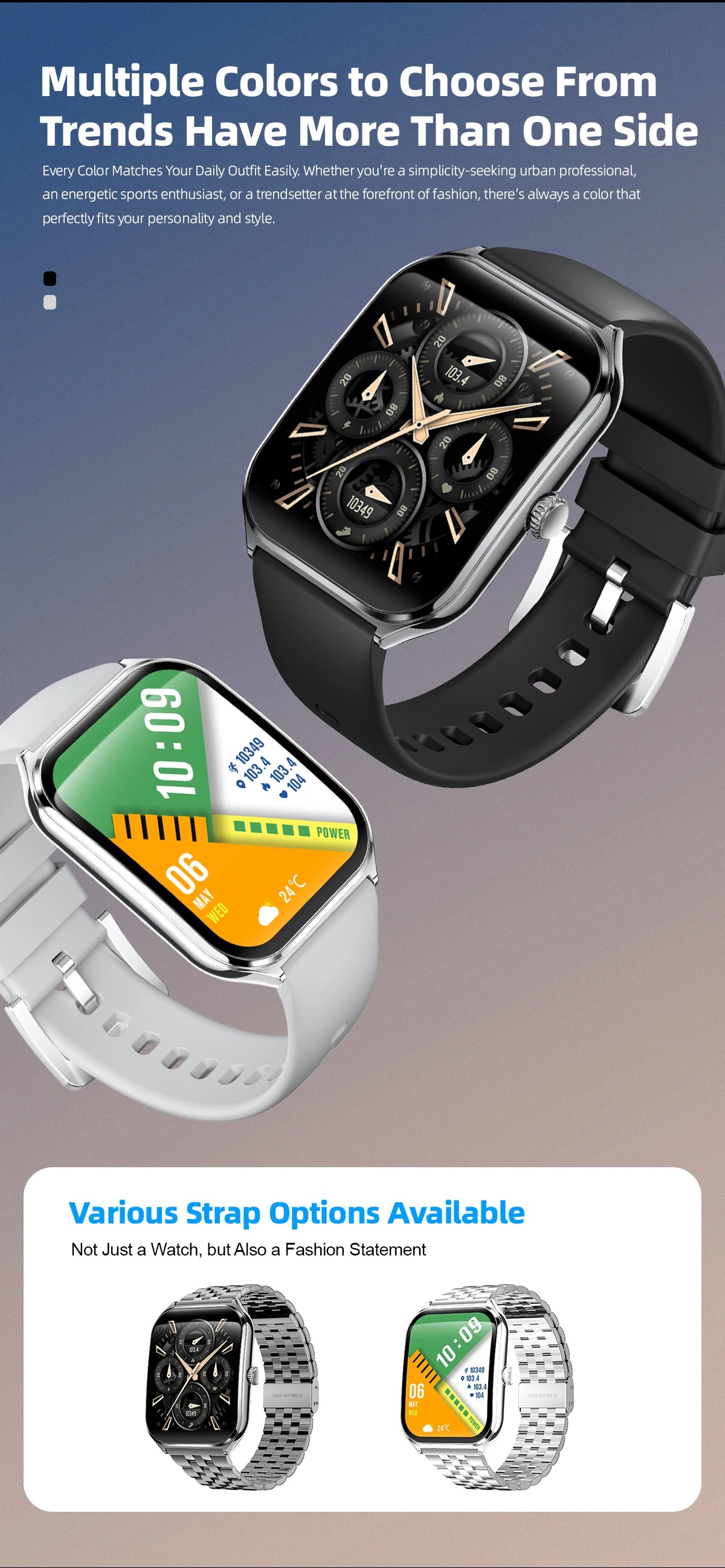 Ladies Smart Watch Ultra Thin men 1.96" AMOLED 360*360 HD Pixel Display Call Reminder