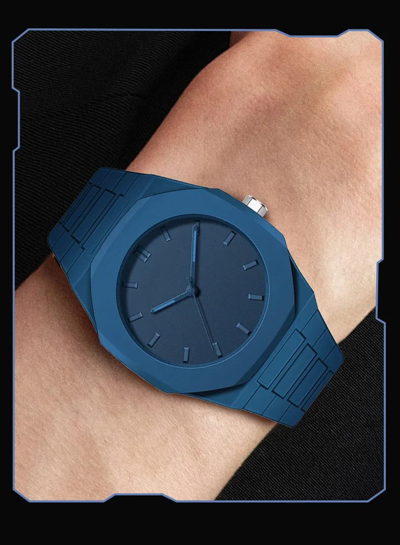 Design Quartz Watch for Men Casual Lightweight Plastic Strap Waterproof