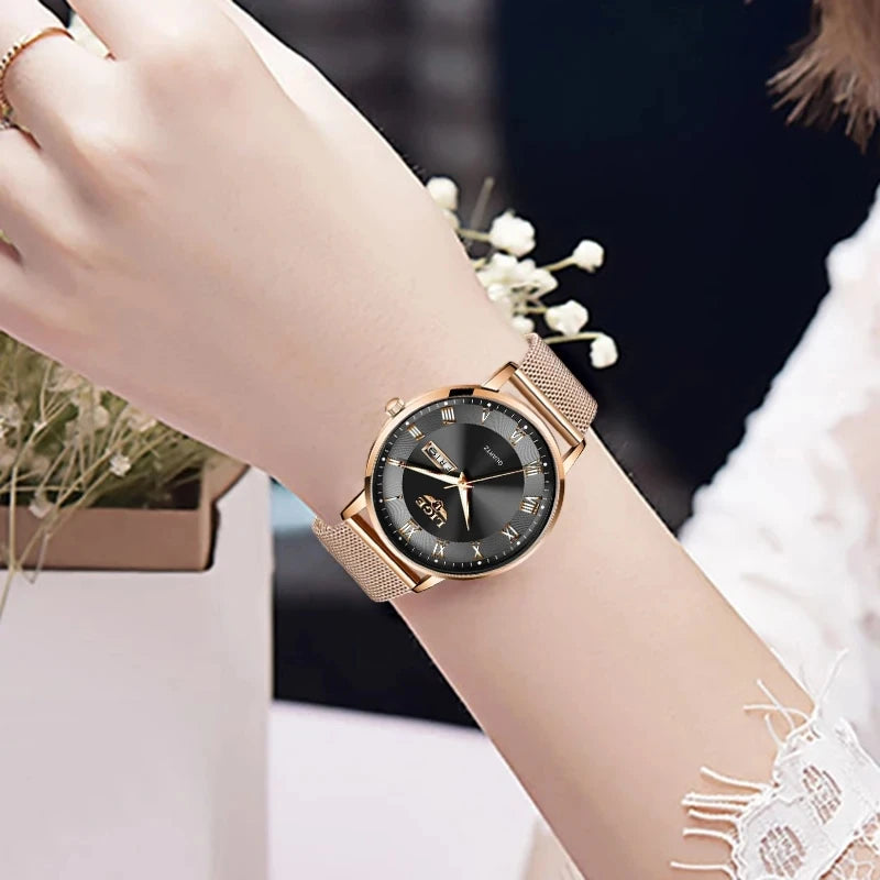 LIGE 2024 New Watch Women Luxury Watches Ladies Creative Steel Women's Bracelet Watches Female Waterproof Clock Relogio Feminino