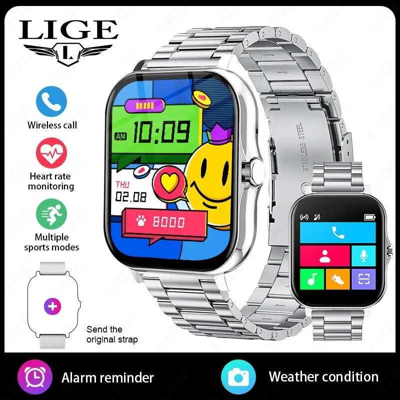 LIGE Smart Watch For Men Women Gift 1.44' Full Touch Screen Sports Fitness Watches Bluetooth Calls Digital Smartwatch Wristwatch