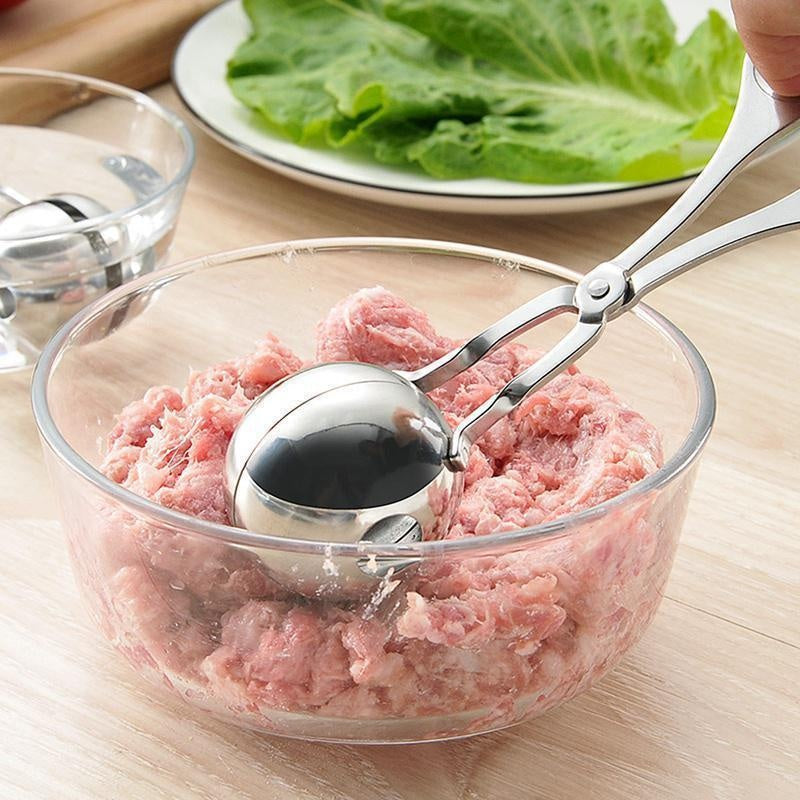 Meat Ball Maker tool, Scissor type Tool Stainless Steel Clip make Round Meat Ball, Rice Ball, Non Stick Kitchen Gadget