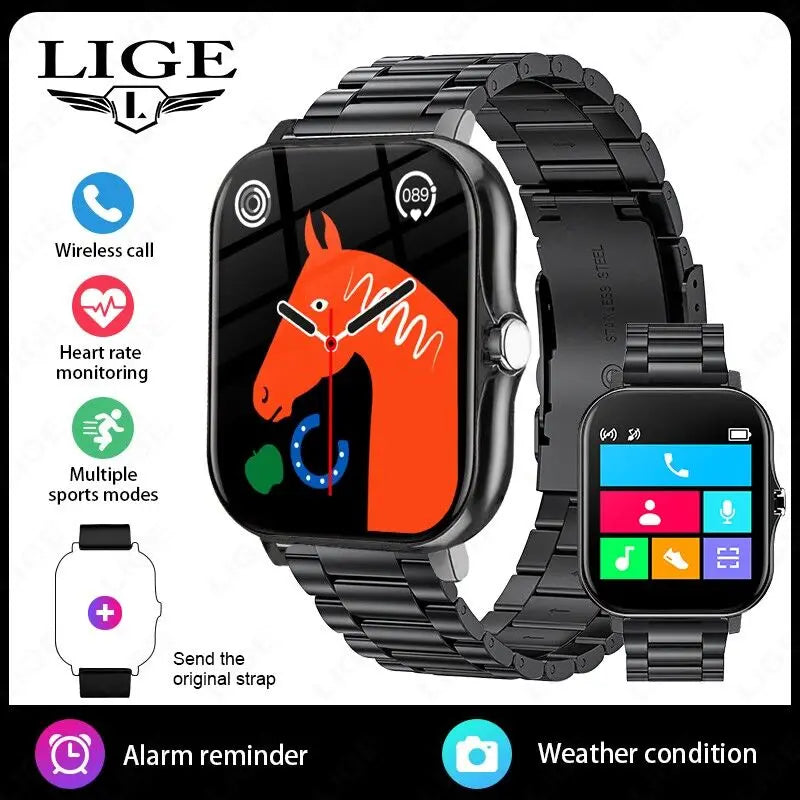 LIGE Smart Watch For Men Women Gift 1.44' Full Touch Screen Sports Fitness Watches Bluetooth Calls Digital Smartwatch Wristwatch