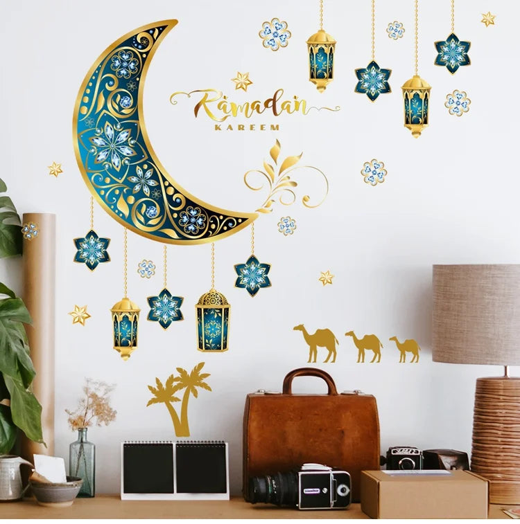 Eid Window Stickers Ramadan Decoration Eid Mubarak Decor for Home Ramadan Kareem Party Supplies Eid Al-fitr