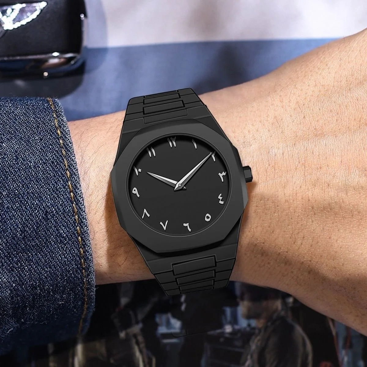 Design Quartz Watch for Men Casual Lightweight Plastic Strap Waterproof