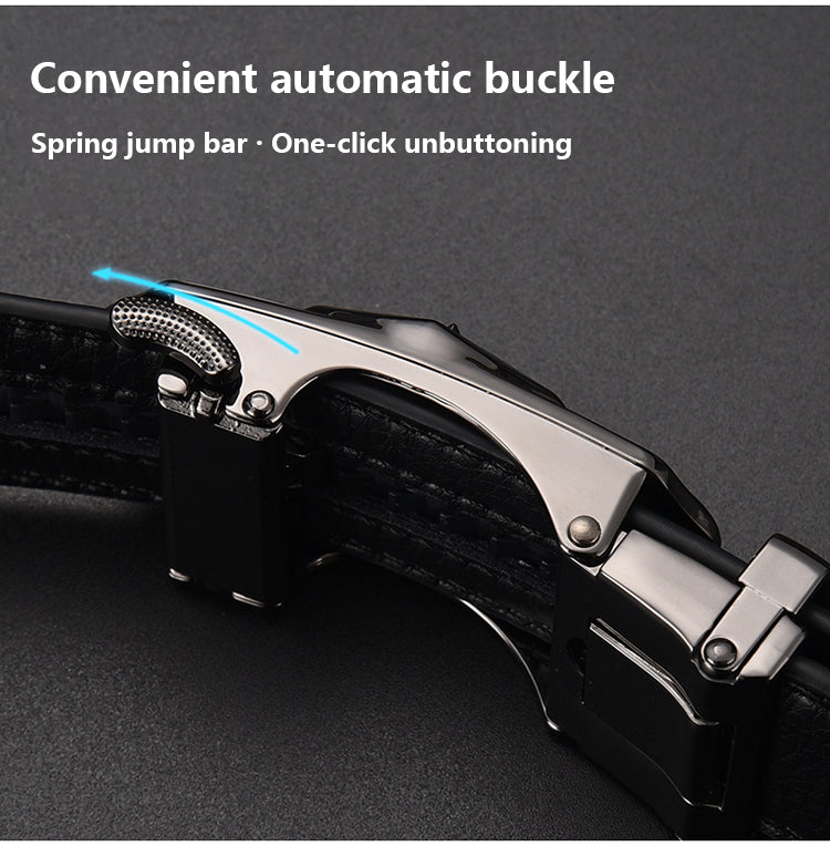 Men Genuine Leather Belt Metal Rotatable Buckle Adjustable Leather Belt