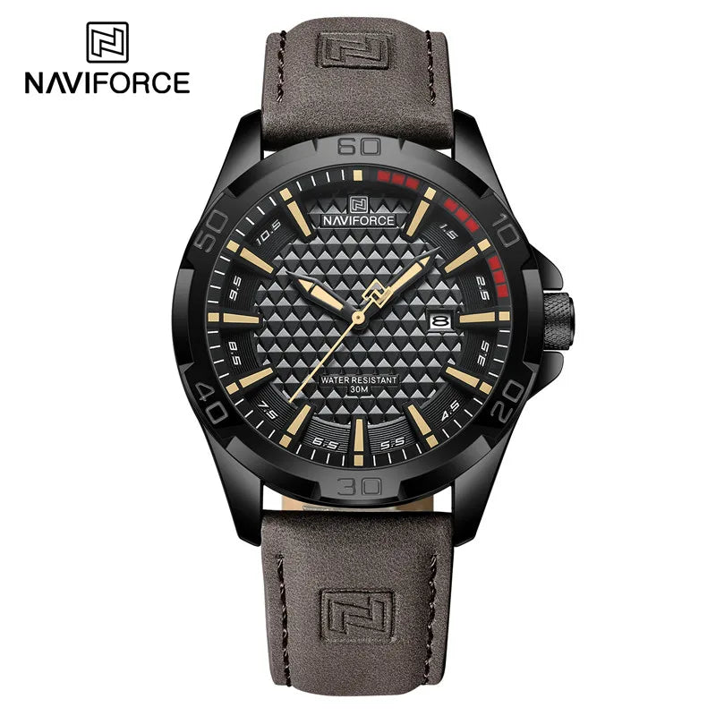 Men Watches NAVIFORCE Leather Band Quartz Wristwatches Clock Reloj Hombre, Herren Armbanduhren