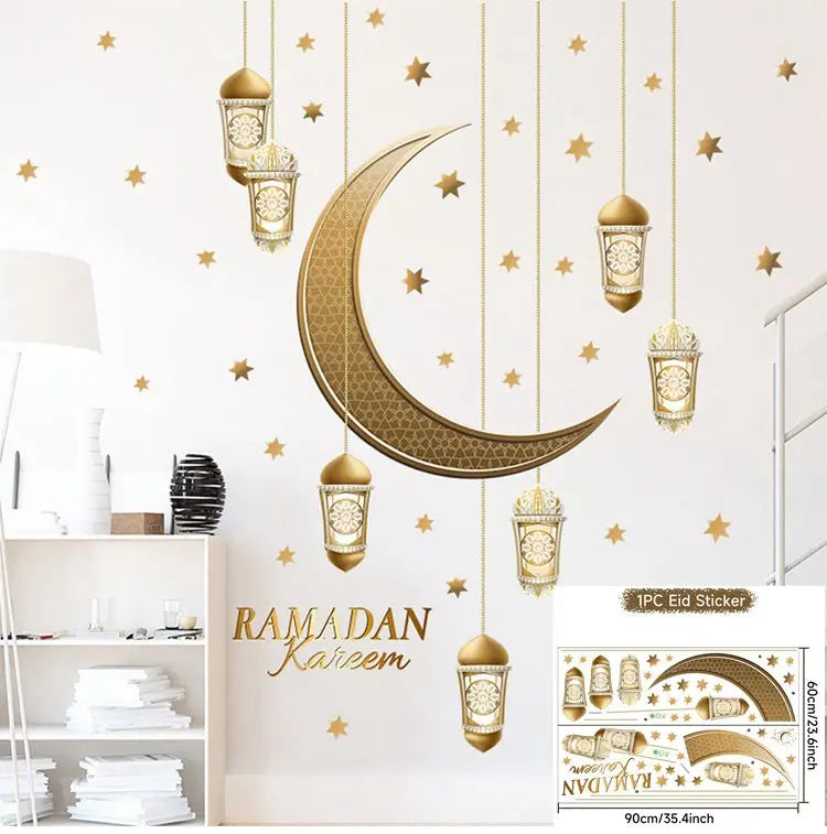 Eid Window Stickers Ramadan Decoration Eid Mubarak Decor for Home Ramadan Kareem Party Supplies Eid Al-fitr