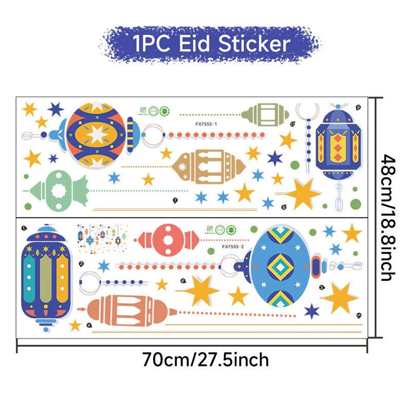 Eid Window Stickers Ramadan Decoration 2024 Eid Mubarak Decor for Home Ramadan Kareem Islam Muslim Party Supplies Eid Al-fitr