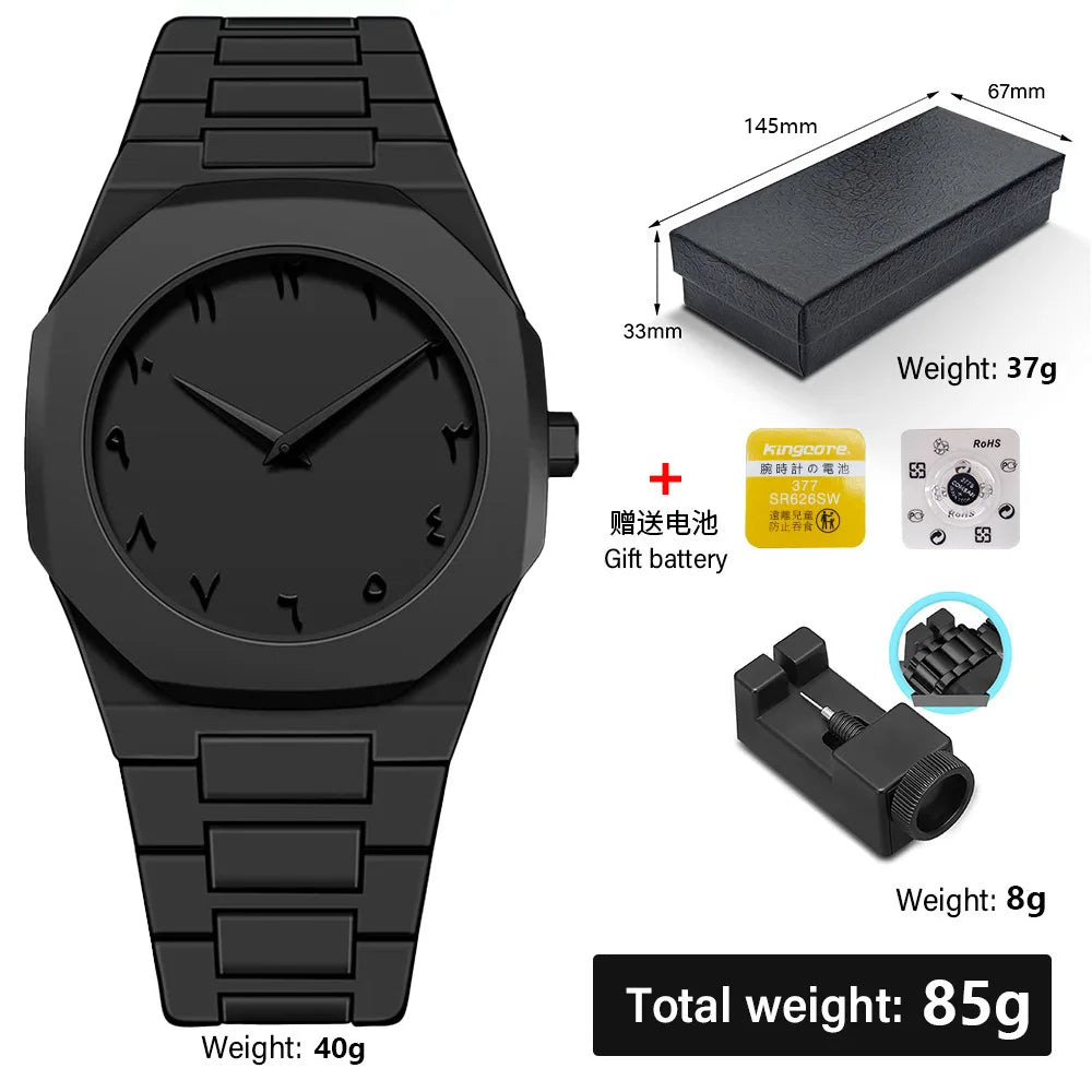 Design Quartz Watch for Men Casual Lightweight Plastic Strap Waterproof
