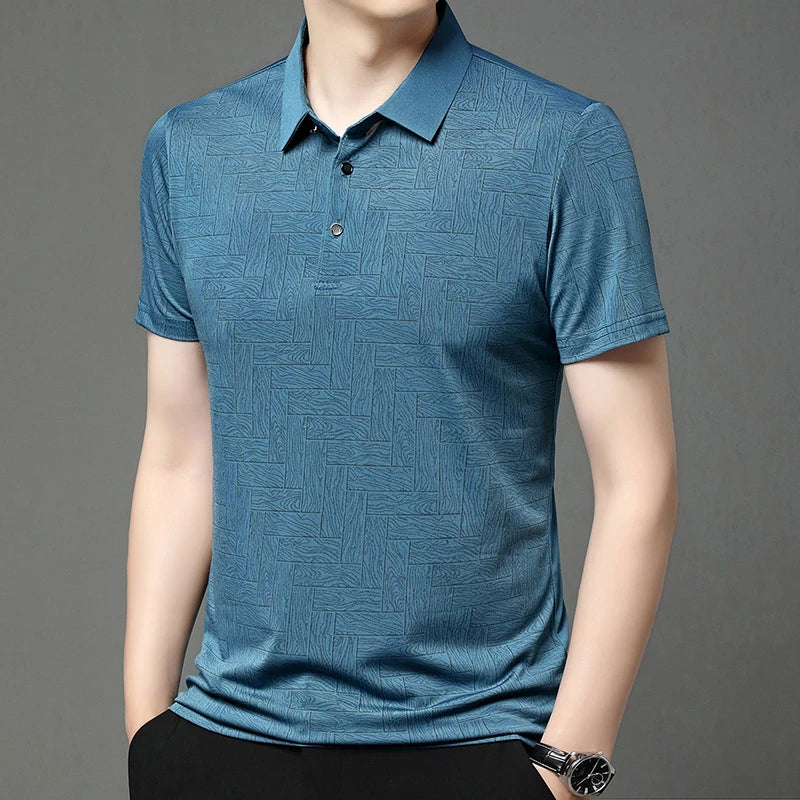 Men's Short Sleeved Shirt Business Casual Solid Color Polo Shirt Fashionable Breathable Comfortable T Shirt