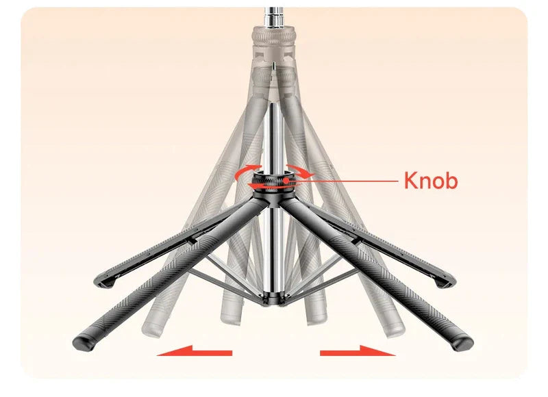 Adjustable legs and knob mechanism of the TOKQI Extendable Tripod for stability.