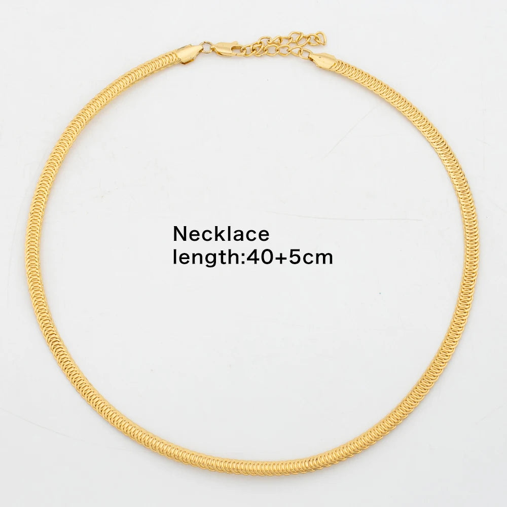 Gold Plated Jewelry Set for Women Dangle Earrings and Pendant Necklace with Bracelet Ring Set