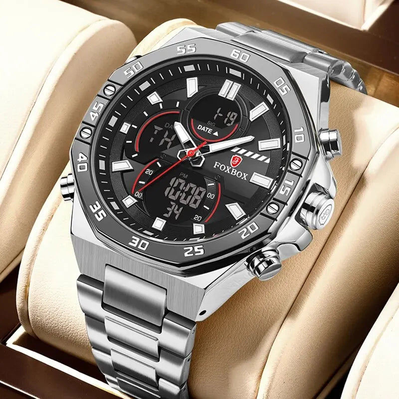 LIGE New Fashion Dual Display Watch For Men Casual Sports Military Chronograph Wristwatch Top Brand Luxury Waterproof Watches