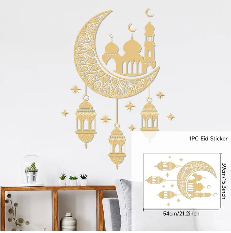 Eid Window Stickers Ramadan Decoration 2024 Eid Mubarak Decor for Home Ramadan Kareem Islam Muslim Party Supplies Eid Al-fitr