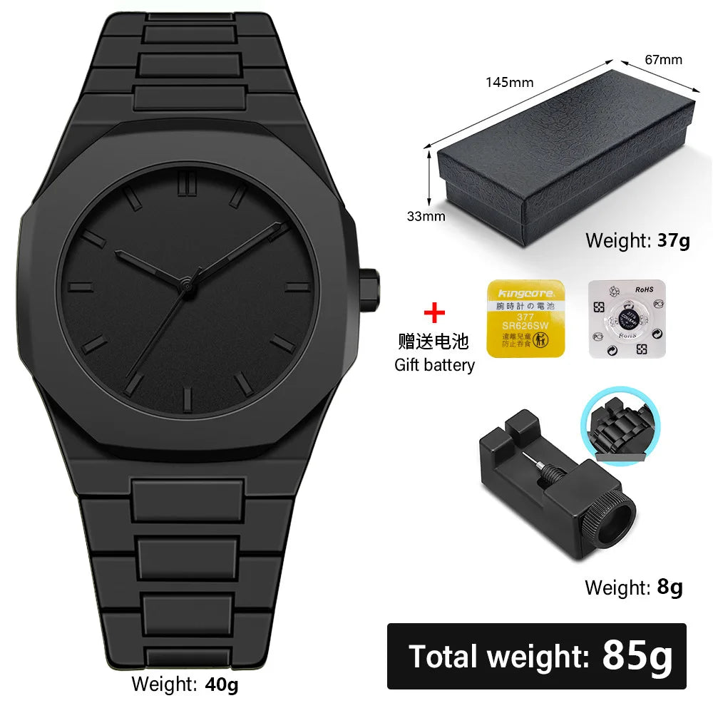 Design Quartz Watch for Men Casual Lightweight Plastic Strap Waterproof