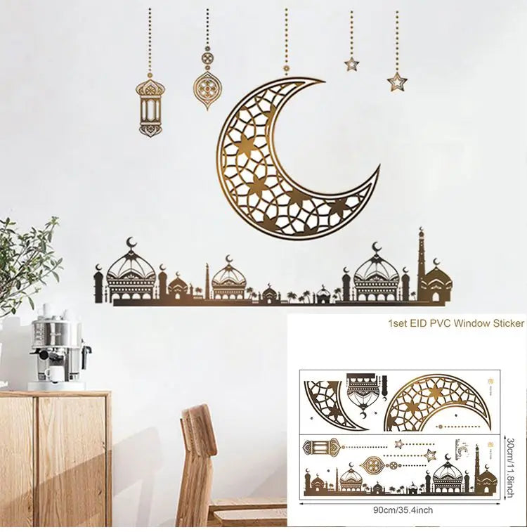 Eid Window Stickers Ramadan Decoration Eid Mubarak Decor for Home Ramadan Kareem Party Supplies Eid Al-fitr