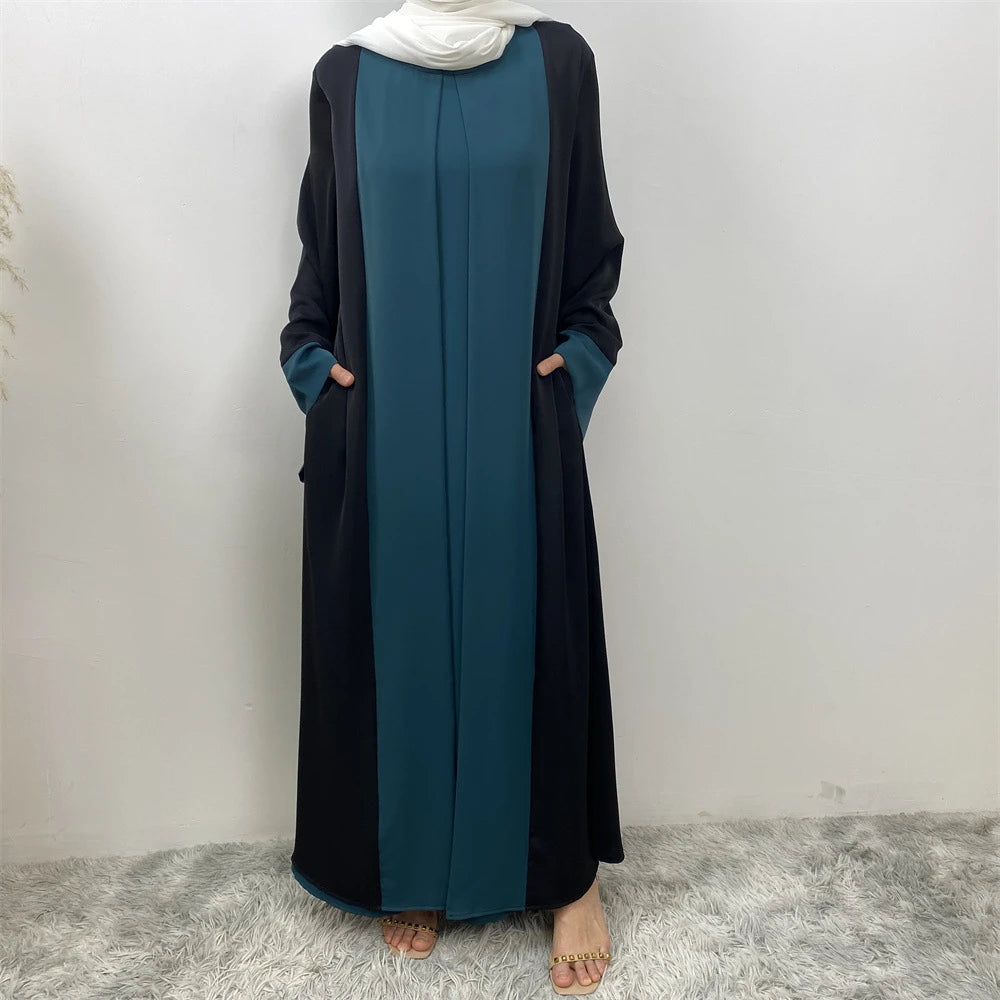 Abaya Muslim Luxury Splicing (Fake Two Pcs) Abayas For Women Kaftan Modest Dress Islam Caftan Moroccan Femme