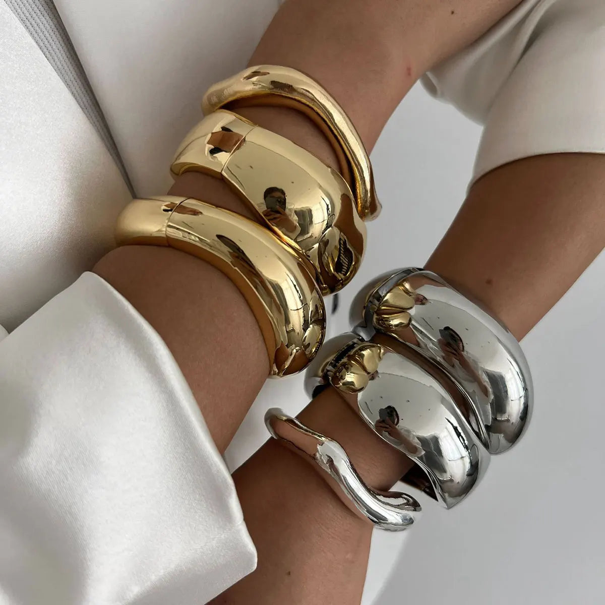 Cuff Bangles KMVEXO Punk Vintage Irregular Chunky for Women Bracelets Bangles