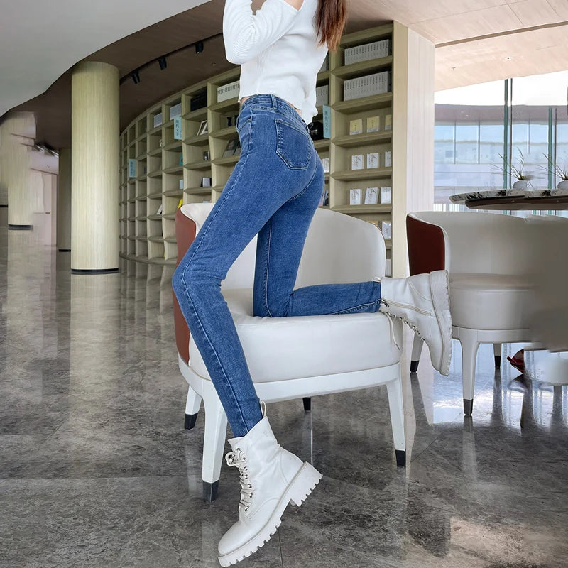 Women's Jeans Elastic Slim Fashion Pencil Pants Streetwear Jean Female Clothing Vintage Skinny Jeans Stretch Trousers