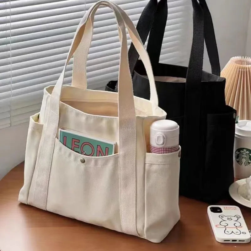 Women Canvas Tote Bags Large Capacity For Work Commuting Carrying Handbag Outfit Shoulder Bag