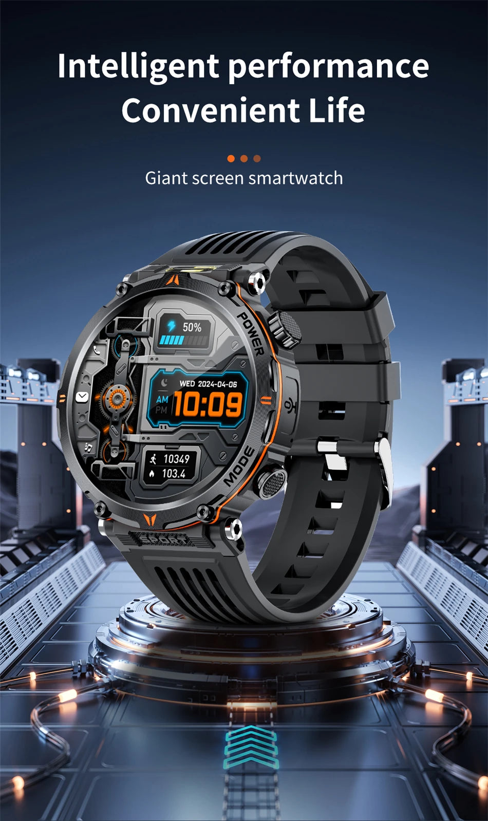 Smart Watch, LIGE New 600mah Battery LED Flashlight Compass Military Sport Watches Bluetooth Call Waterproof